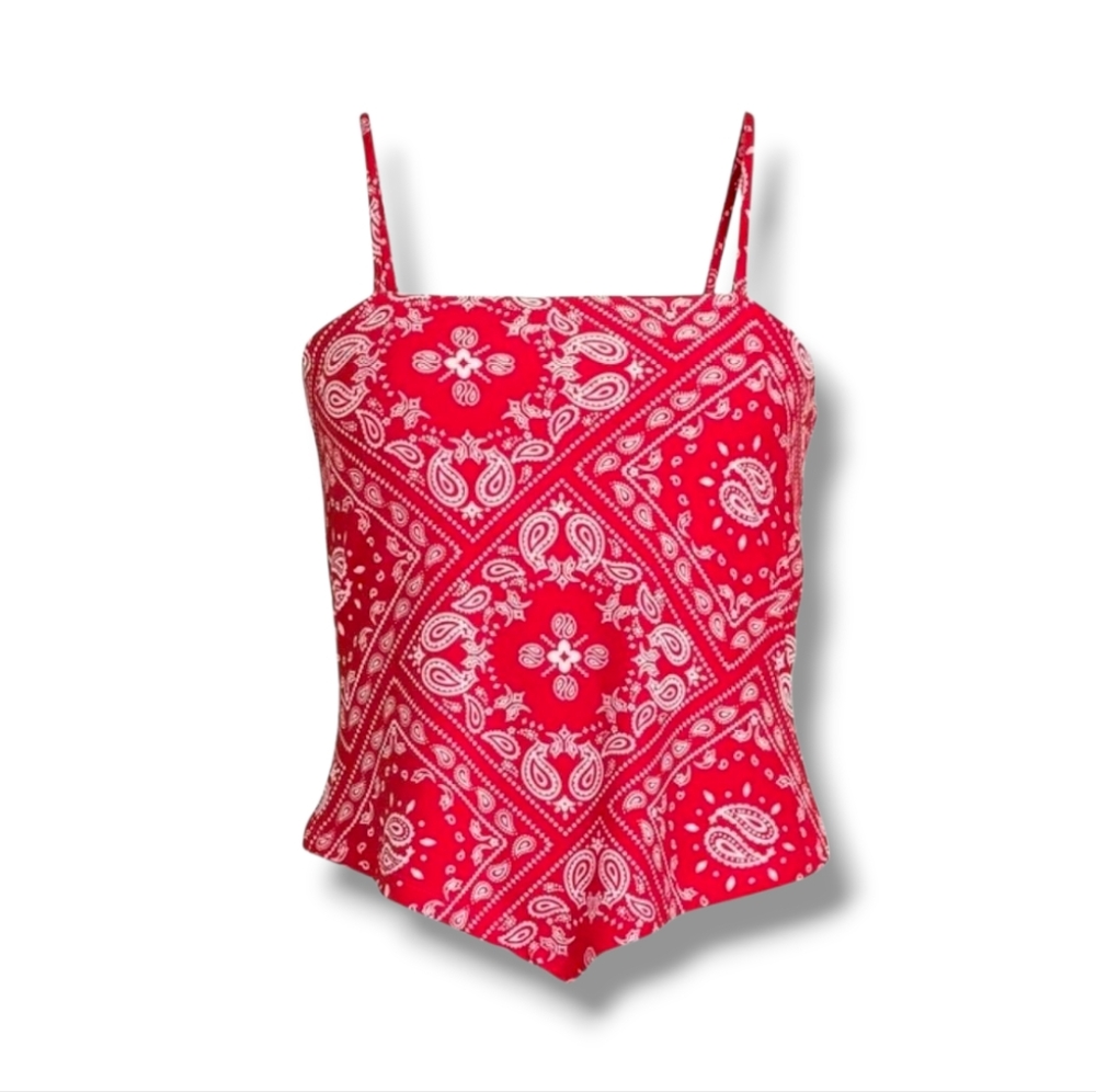 No Boundaries Red Bandana Tube Top With Removable Straps | Junior's XXXL